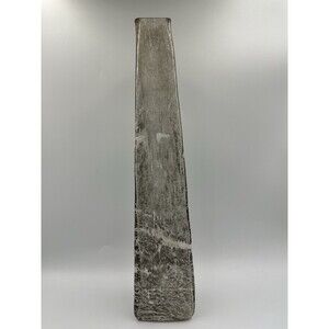 Modern Frosted Art Glass Vase Triangular Obelisk Silver Gray Made In India 15.5”